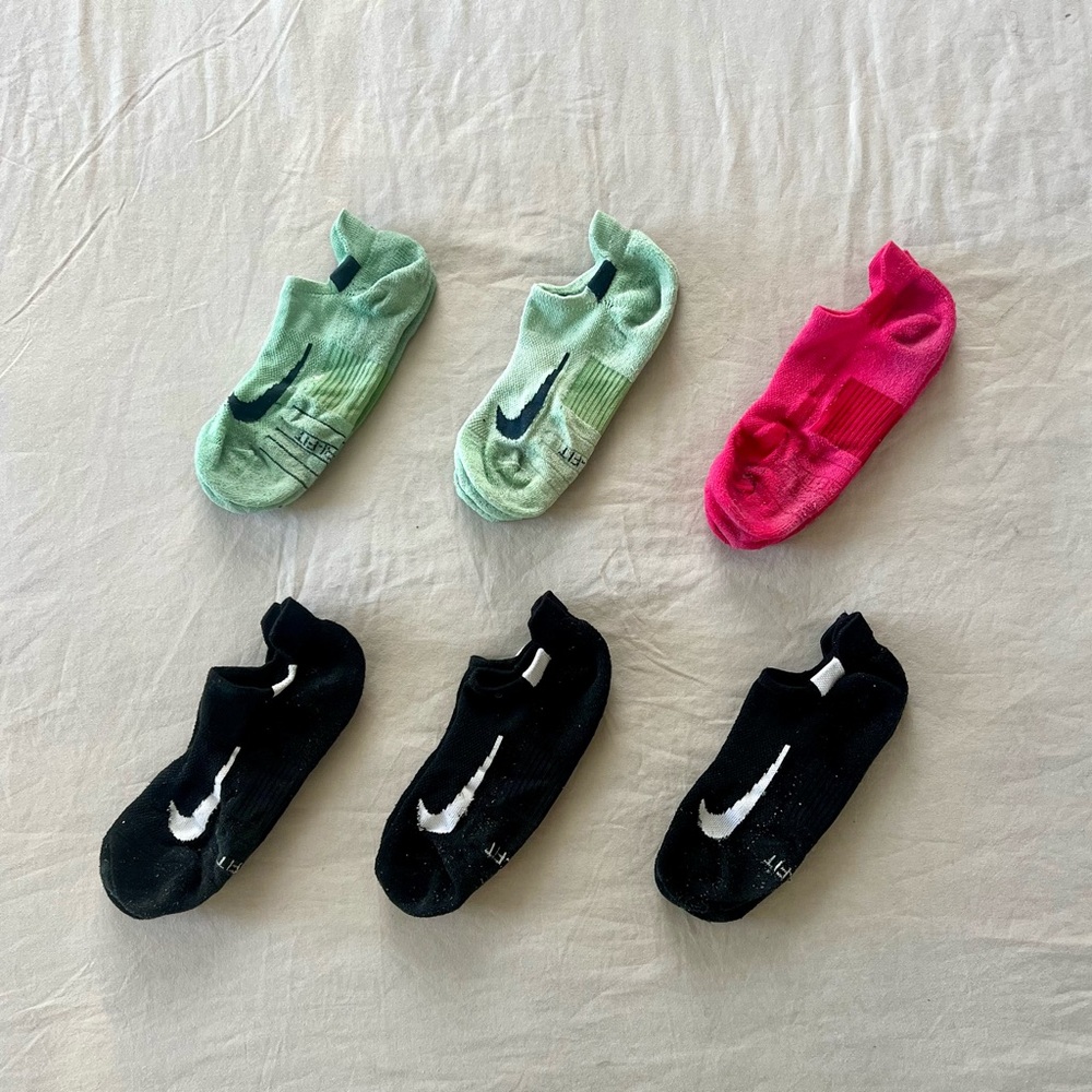 Nike Multiplier Ankle Socks, Medium,  Green, Pink, and Black